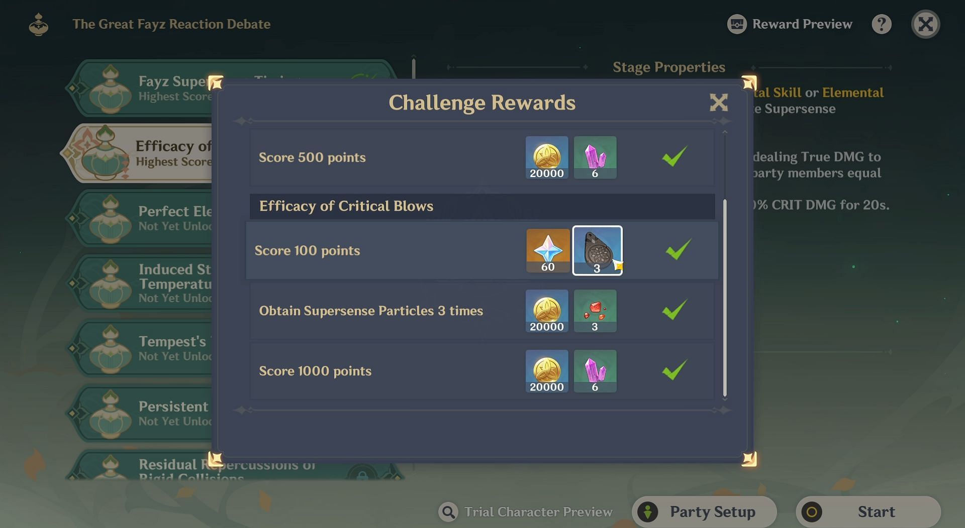 The Fayz Reaction Debate rewards. (Image via HoYoverse)